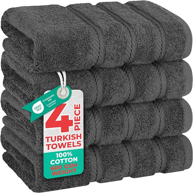 American Soft Linen 100% Cotton Luxury Turkish Towels, 4 PC Hand Towel Set | Soft Absorbent Quick Dry OEKO Tex Standard 100 Certificated Durable Machine Washable Breathable Premium Hotel Quality