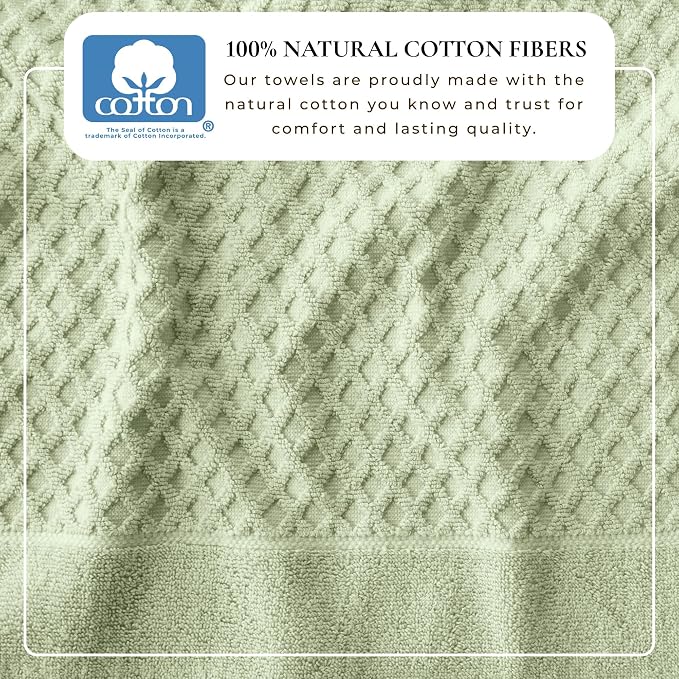 Great Bay Home Oversized Bath Sheets - 100% Cotton 2 Pack 68x35 Extra Large Towel - Absorbent, Durable, Quick-Dry Towels for Bathroom (Pale Green)