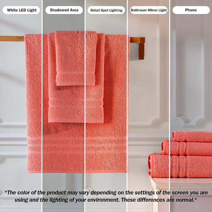 Hawmam Linen Coral Orange Hand Towels 4 Pack Turkish Cotton Premium Quality Soft and Absorbent Small Towels for Bathroom
