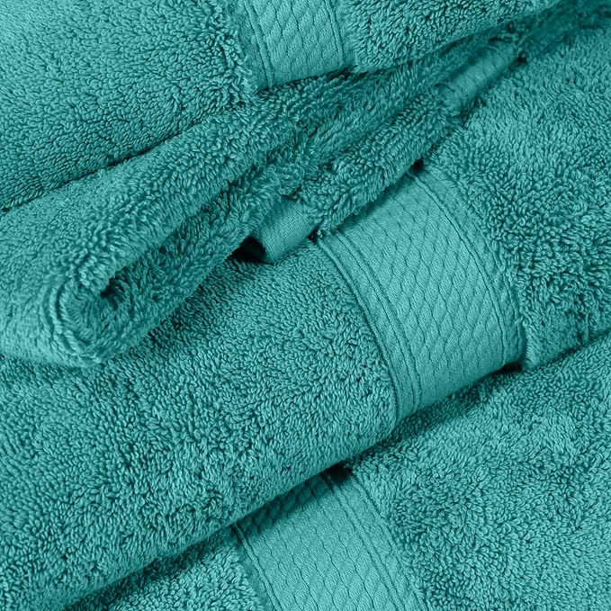 SUPERIOR Egyptian Cotton Ultra Plush & Absorbent, 6 Piece Set, Turquoise | Quick Dry, Soft Luxury Towel Set, Bath Essentials, Guest Bath, Spa, 2 Bath, 2 Hand, 2 Face Towels, Madeline Towels