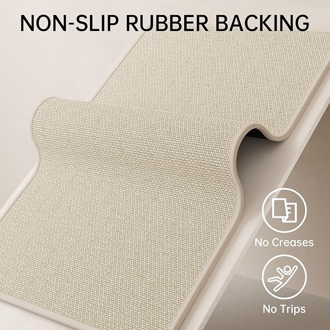 Mecko Bath Mat, Ultra Absorbent Quick Dry Bathroom Floor Mats-Upgraded Thin Cozy Cloth Bathroom Mat Fit Under Door, Rubber Non-Slip Bathroom Rug for Bathtub, Sink, Shower Room(Oatmeal,24"x36")