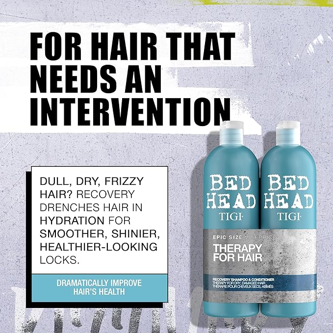 TIGI Bed Head Urban Antidotes Recovery Shampoo and Conditioner Set for Dry, Damaged Hair, 25.36 fl oz, 2 Count