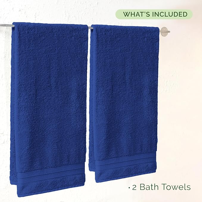 Elegant Comfort Three Line Popcorn Towel Set for Bathroom 27 x 54 inches, Premium Hotel Quality 4-Pack Bath Towels, 100% Turkish Cotton, Soft and Durable, Quick Dry and Highly Absorbent, Cobalt Blue