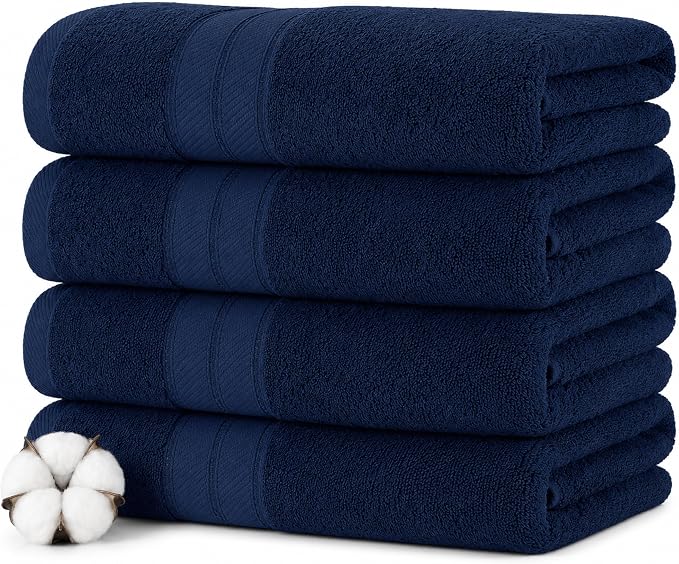 Modern Threads 4-Pack SpunLoft Bath Towel 30x54 - Navy