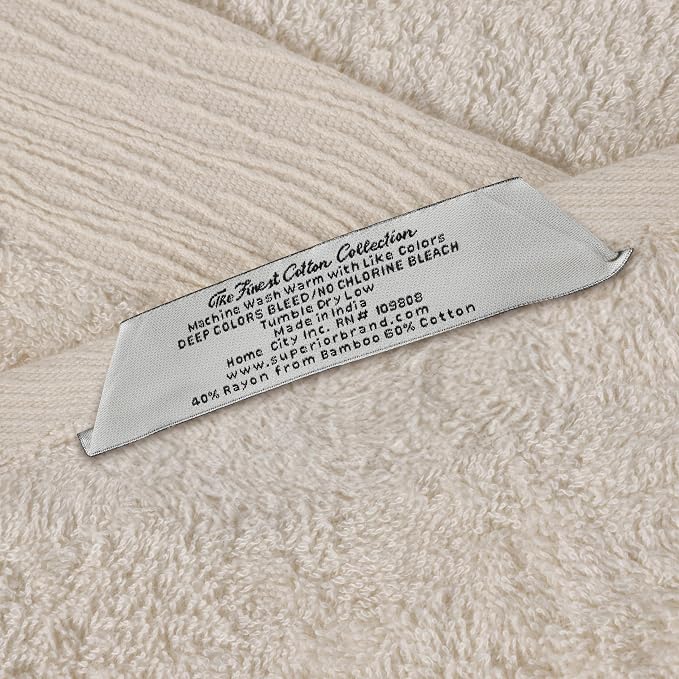 Superior Rayon from Bamboo Blend Bath Towel Set, Large Plush Absorbent Body Towels, Soft Luxury Quick Drying, Shower, Spa, Hotel, Pool, Guest Bathroom, Home Essentials, Set of 3, Ivory