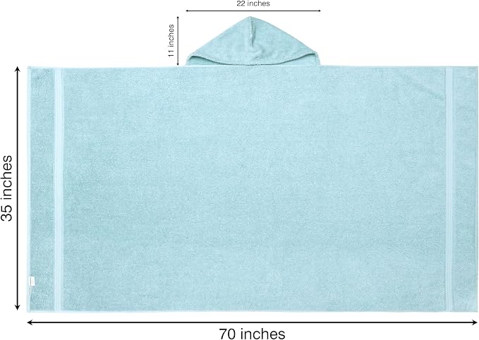 COTTON CRAFT Ultra Soft Hooded Towel – Oversized 35x70 Towel with Hood for Adults - 580 GSM 100% Cotton Ringspun Terry - Pool Beach Bath Sheet Wrap - Luxurious Plush Absorbent – Light Blue