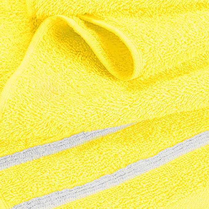 MyOwn Ultra Soft 3 Pack Cotton Towel Set, Contains a Bath Towel 28x55 inch, a Hand Towel 16x24 inch & Wash Coth 12x12 inch, Ideal Everyday use, Compact & Lightweight - Lime Yellow, 71671