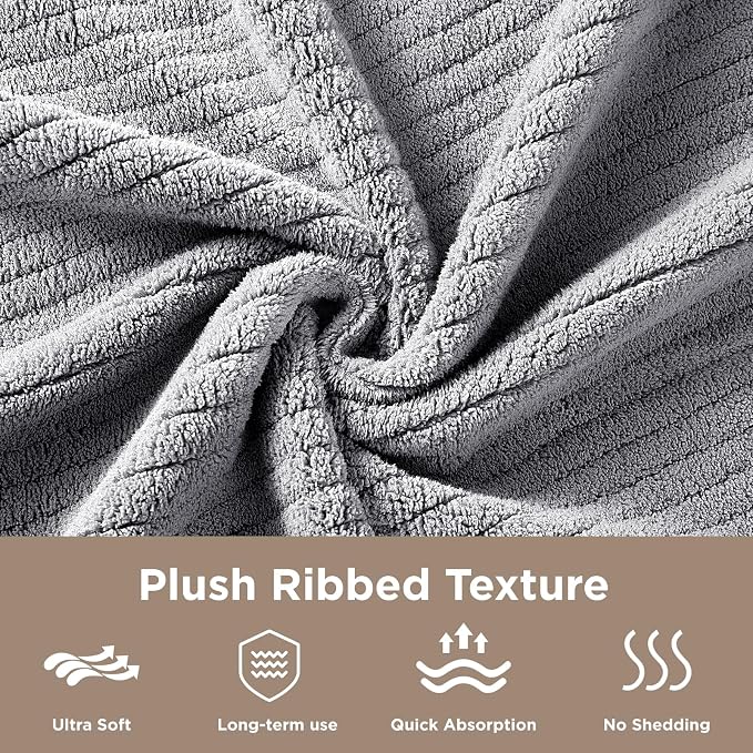 Oversized Bath Towels 8 Piece Towel Set, 2 Extra Large Bath Sheets, 2 Hand, 4 Washcloths, Luxury Soft Super Absorbent Thick Shower Towels for Bathroom, Spa & Hotel, Quick Dry, Grey