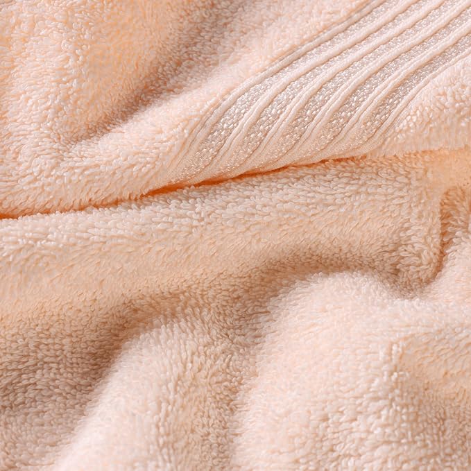 Superior Egyptian Cotton 2-Piece Bath Sheet Towel Set, Oversized Body Towels For Adults And Kids, Large Towel For Bath, Shower, Guest Bathroom, Spa, Gym, Resort, Essentials, Airbnb, Peach