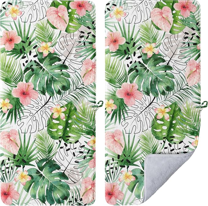 Green Palm Leaf Hand Towel Premium Microfiber Fingertip Towels for Bathroom Kitchen