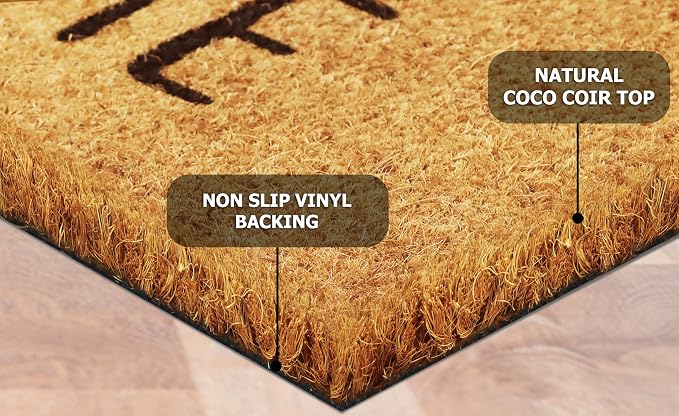 Croft&Cane Home Sweet Home Doormat – Extra Wide 17x39 Non Slip Natural Coco Coir Door Mat – Dirt Trapping Indoor Outdoor Large Entryway Rug for Wide Doorways Patio Porch High Traffic Areas