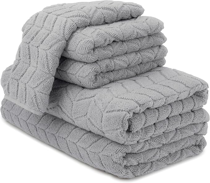 Alusa Home Ultra Soft & Stylish 700 GSM Luxury Bath Towels - 100% Zero-Twist, Long-Staple Cotton - Remarkably Absorbent & Quick Drying - 6 Piece Towel Set (Pewter Grey)