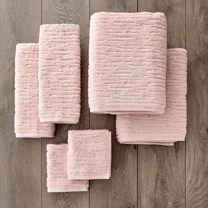 SKL Home CloudSoft 100% Cotton Luxury 4-Piece Washcloth Set, 520 GSM, Ultra Plush & Absorbent, Blush Pink