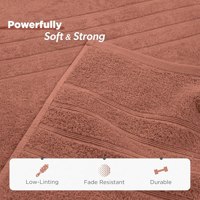 Martex Ultimate Performance 6-Piece Towel Set, Terracotta | 100% Cotton, Supersoft & Absorbent, Low-Linting, Easy Care, Versatile, 2 Bath Towels, 2 Hand Towels, 2 Wash Cloths