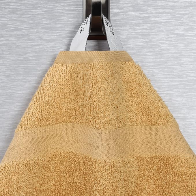 Superior 18-Piece Cotton Assorted Towel Set, Includes 8 Face Towel, 6 Hand, and 4 Bath Towels, Home, Bathroom, Guest Bath Essentials, Quick Dry, Absorbent, Franklin Collection - Gold