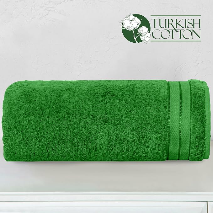 Elegant Comfort Three Line Popcorn Extra Large Luxury Bath Towel - 40" x 80" inch, Premium Hotel Spa Quality 1 Piece Oversized Bath Sheet 100% Turkish Cotton Super Soft Highly Absorbent, Emerald Green