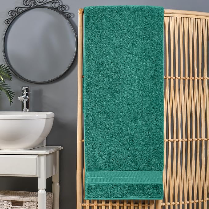 Elegant Comfort Three Line Popcorn Extra Large Luxury Bath Towel - 40" x 80" inch, Premium Hotel Spa Quality 1 Piece Oversized Bath Sheet 100% Turkish Cotton Super Soft Highly Absorbent, Teal Blue