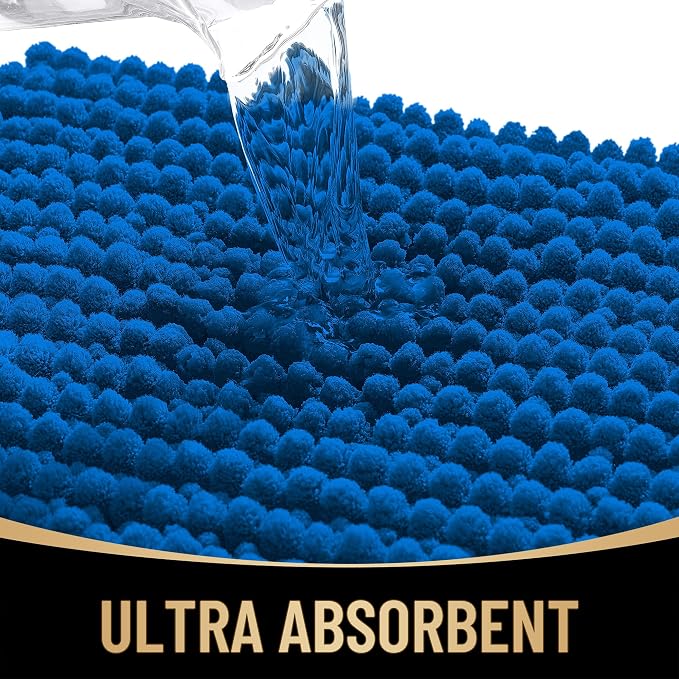 OLANLY Thick Bathroom Runner Rugs 44x24, Extra Soft Absorbent Chenille Bath Rugs, Rubber Backing, Machine Wash Dry, Long Bath Mats for Bathroom, Tub and Shower, Home Decor Accessories, Deep Navy Blue