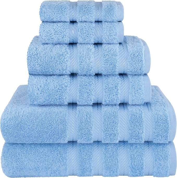 American Soft Linen 100% Cotton Luxury Turkish Towels, 6 Piece Towel Set | Soft Absorbent Quick Dry OEKO Tex Standard 100 Certificated Durable Machine Washable Breathable Premium Hotel Quality