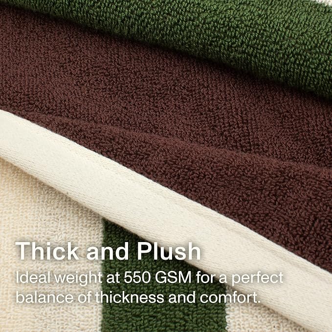 Everlayer Bath Towel Set 4 PCS, 2 Bath Towels + 2 Hand Towels, 550 GSM 100% Combed Cotton, Ultra Soft Luxury Bath Towels, Cotton Hand Towels, Made in Portugal, Wildwood Cognac - Janus