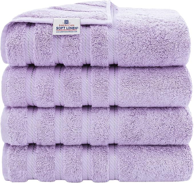 American Soft Linen 100% Cotton Luxury Turkish Towels, 4 PC Bath Towel Set | Soft Absorbent Quick Dry OEKO Tex Standard 100 Certificated Durable Machine Washable Breathable Premium Hotel Quality