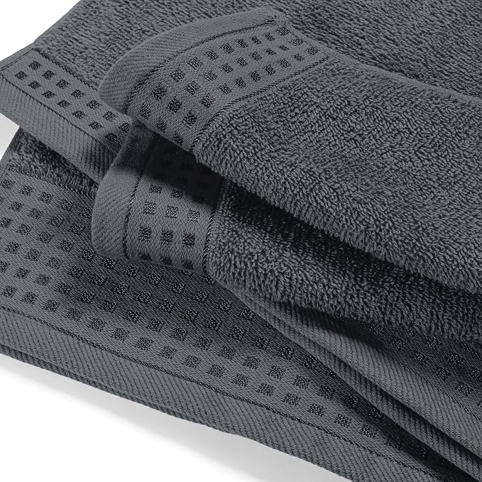 GLAMBURG 100% Cotton Oversized 2 Pack Bath Sheets 35x70, Ultra Soft Highly Absorbant Compact Quickdry & Lightweight Large Bath Sheet Set, Ideal for Gym Travel Camp Pool - Charcoal Grey
