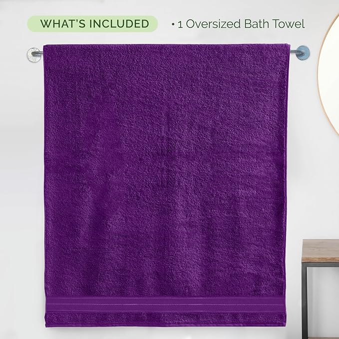 Elegant Comfort Three Line Popcorn Extra Large Luxury Bath Towel - 40" x 80" inch, Premium Hotel Spa Quality 1 Piece Oversized Bath Sheet 100% Turkish Cotton Super Soft Highly Absorbent, Purple