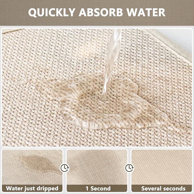 Large Bathroom Rugs Runner Non Slip Bath Mat 17" x 47", Quick Dry Bath Mat, Machine Washable Bathroom Rugs, Beige, Thin Bath Mat