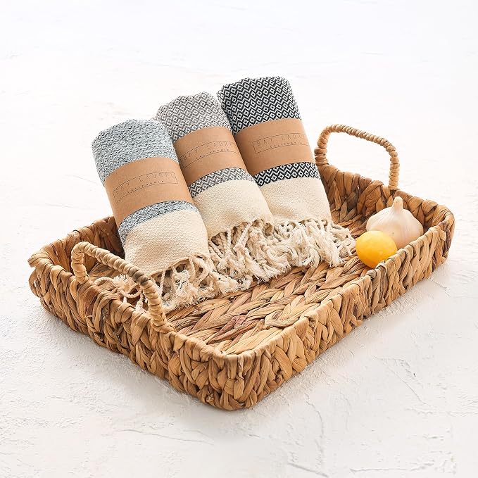 BAY LAUREL Turkish Hand Towel – Pack of 2 | Soft & Absorbent Decorative Towels for Bathroom, Hand, Face, Hair, Gym, Yoga, SPA, Kitchen & Tea | Boho Decor (Mint, Diamond 15x26 Inches (Set of 2)