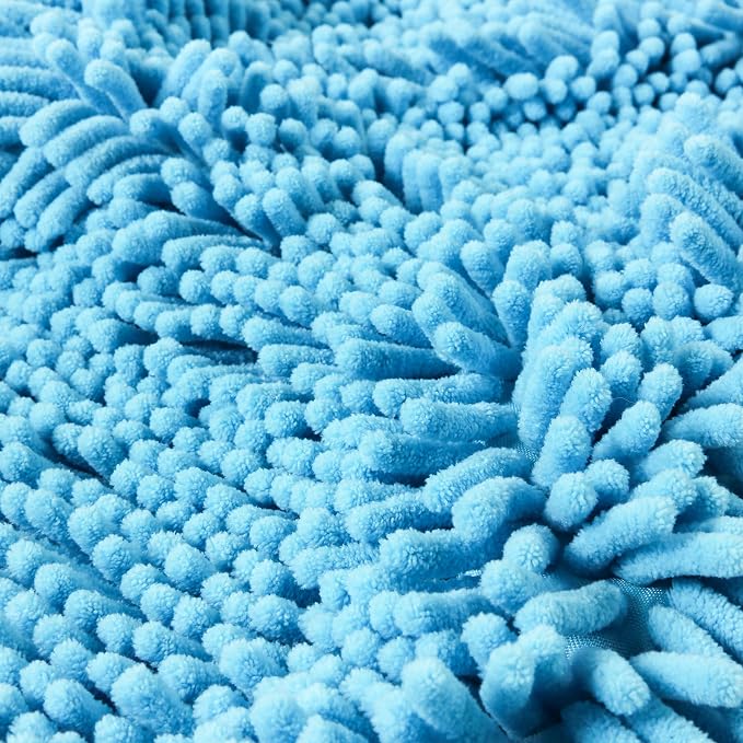 Patas Lague Absorbent Dog Towel for Drying Dogs Large, 35''x15'' Extra Large Microfiber Quick Drying Pet Bath Towel with Hand Pockets, Machine Washable Pet Shammy Blue