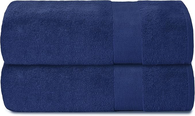 Belizzi Home Premium Cotton Oversized 2 Pack Bath Sheet 35x70-100% Pure Cotton - Ideal for Everyday use - Ultra Soft & Highly Absorbent - Machine Washable - Navy Blue