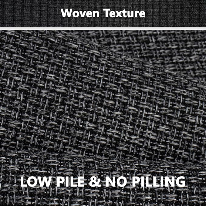Long Bathroom Rugs Runner with Rubber-Backing, Braided Quick Dry Non Slip Bath Mat for Bathroom Floor Bathtub Sink, Woven Ultra Thin Door Mat, Machine Washable 17" x 47" Black&Grey