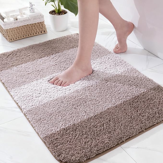 Exclusivo Mezcla Bathroom Rugs Mat 20x30, Extra Soft Non Slip Absorbent Microfiber Bath Rugs, Machine Washable Quick Dry Bath Mats for Bathroom Floor, Shower, Home Decor, Gradient Coffee