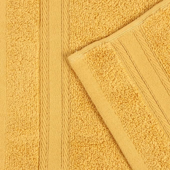 Superior Belmont Zero Twist Cotton Medium Weight Towels, for Guest Bath, Bathroom, Shower, Spa, Plush, Quick Dry, Ultra-Soft Towels, Bath Essentials, Thick Border, 6 Piece Assorted Towel Set, Gold