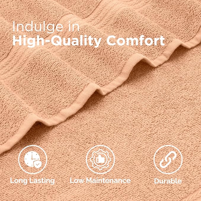 Martex Easy Living Everyday 6-Piece Bathroom Towel Set, Peach | 2 Bath Towels, 2 Hand Towels, 2 Wash Cloths, 100% Cotton, Soft, Quick-Dry
