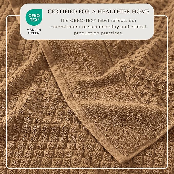 Great Bay Home Oversized Bath Sheets - 100% Cotton 2 Pack 68x35 Extra Large Towel - Absorbent, Durable, Quick-Dry Towels for Bathroom (Mocha)