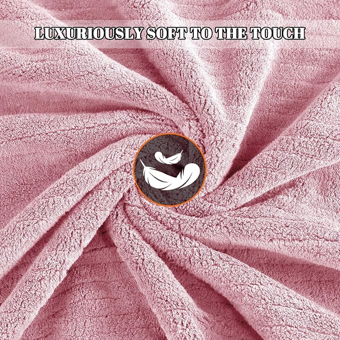 Bath Towels Set of 4 Extra Large 35 x 70 Inches,Luxury Thick High Absorbent and Quick Dry Bath Sheet,Ultra Soft Microfiber,Bathroom,Beach,Yoga,Sport,SPA,Fitness (Pink)