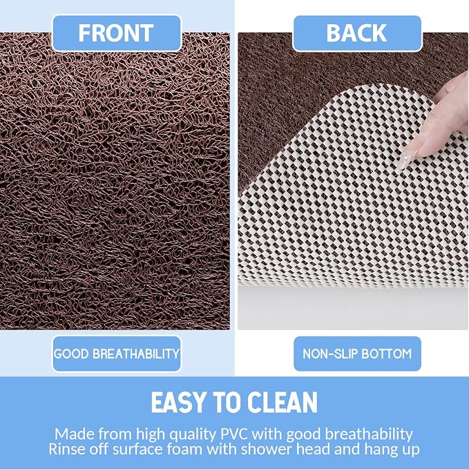 Hargiis Non-Slip Bathtub Mat, Anti Slip Shower Mat, Fast Drying Bathtub Mats, Foot Scrubber Mat, Anti Slip Mat for Tub, Floor, Bathroom, Kitchen, Home, Hotel (Brown 24"×24")