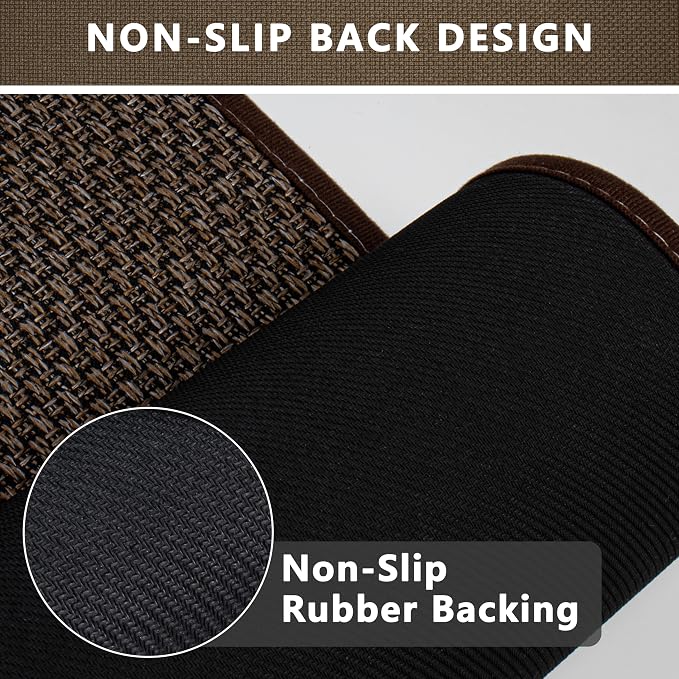 Non Slip Bath Mat with Rubber-Backing Braided Absorbent Machine Washable Ultra Thin Bathroom Rug,Fits Under Door, Quick Dry, 17" x 24"