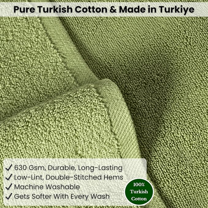 SALBAKOS Luxury 100% Turkish Cotton 40x80 in Extra Large Beach & Bath Towels | Oversized Bath Sheets | Premium Hotel Quality Thick Soft Absorbent Turkish Towel (Pack of 1, Green, Jumbo Bath Sheet)