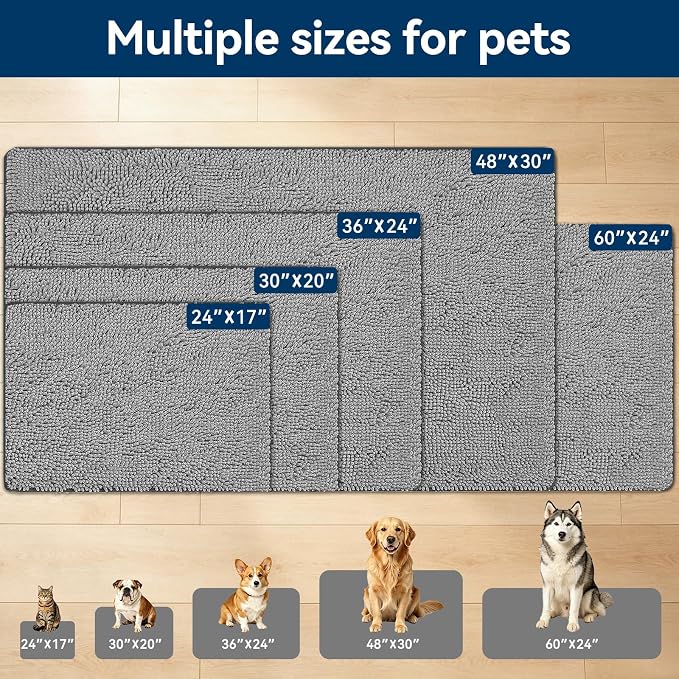 Bcoimo Super Absorbent Dog Door Mat, 36"*24" Anti Slip Mat for Muddy Paws, Pet Rugs for Dirty Paws Washable that Absorbs Moisture and Dirt, for Dog Cage and Pet Resting Carpet