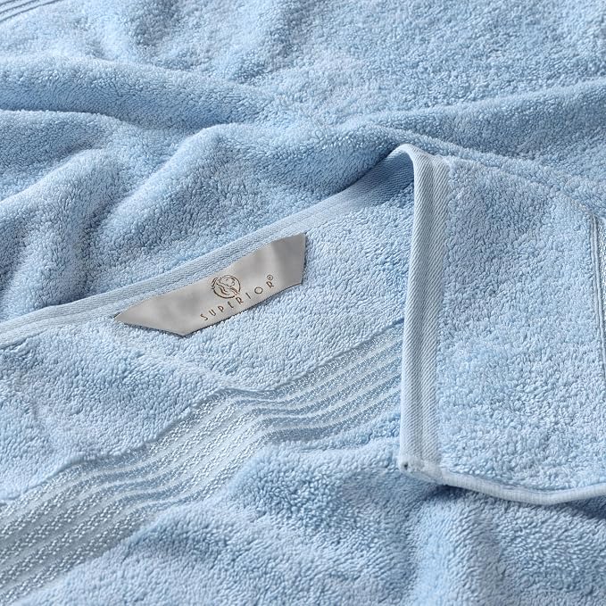 Superior Egyptian Cotton 4-Piece Bath Towel Set for Shower, Bath, Spa, Resort, Hotel, Soft Body Towels, Airbnb Essentials, Apartment, Dorm, Quick Dry, Absorbent, Bathroom Basics, Light Blue