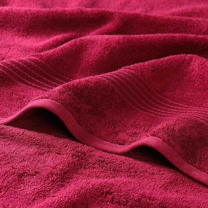 Superior Egyptian Cotton 9-Piece Towel Set, Assorted Towels for Home Bathroom, Guest Bath Decor Essentials, Includes 3 Bath, 3 Hand, 3 Face Towels/Washcloths, Quick Dry, Absorbent - Burgundy