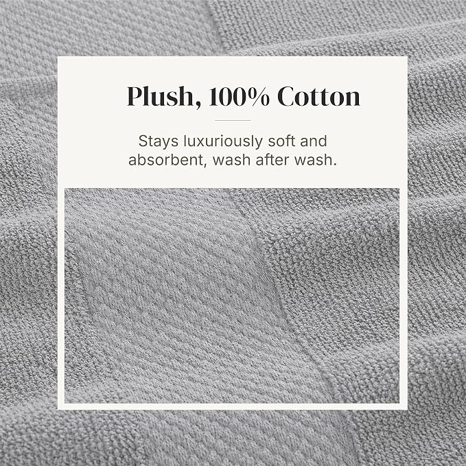 Modern Threads 600 GSM 6-Piece Towel Set with Filgree Jacquard Border, Silver