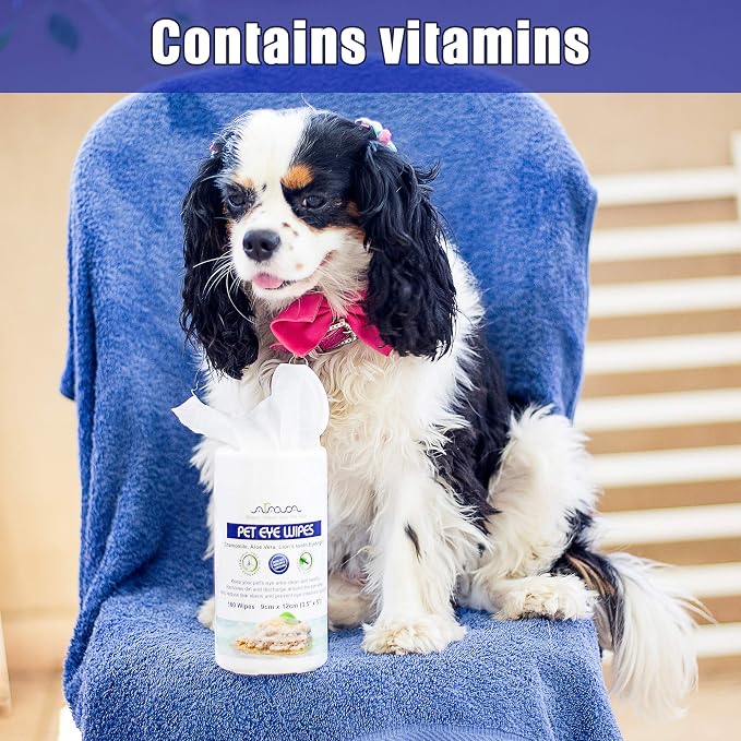 Arava Dog Eye Wipes and Cat Eye Cleaner - 100 Count Natural Dog Tear Stain Remover Wipes - Gentle Pet Wipes for Face, Eye Discharge, Booger, and Crust Removal, Safe for Puppies and Kittens