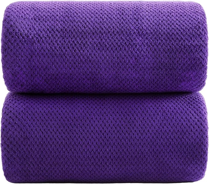 YTYC Towels,39x78 Inch Oversized Bath Sheets Towels for Adults Luxury Bath Towels Extra Large Sets for Bathroom Super Soft Microfiber 80% Polyester(Violet Purple,2 Piece)