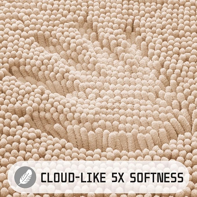 Yimobra Large Bathroom Rugs 36"x24", Non Slip Bath Mat for Tub, Shaggy Rug Floor Carpet, Extra Soft Super Absorbent Quick Dry, Machine Washable,Beige