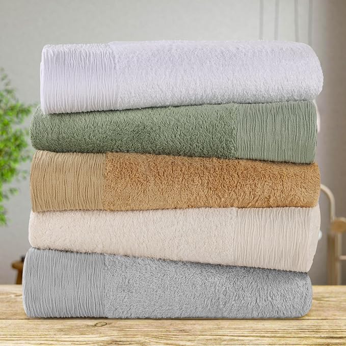 Superior Rayon from Bamboo Blend Bath Towel Set, Large Plush Absorbent Body Towels, Soft Luxury Quick Drying, Shower, Spa, Hotel, Pool, Guest Bathroom, Home Essentials, Set of 3, Ivory