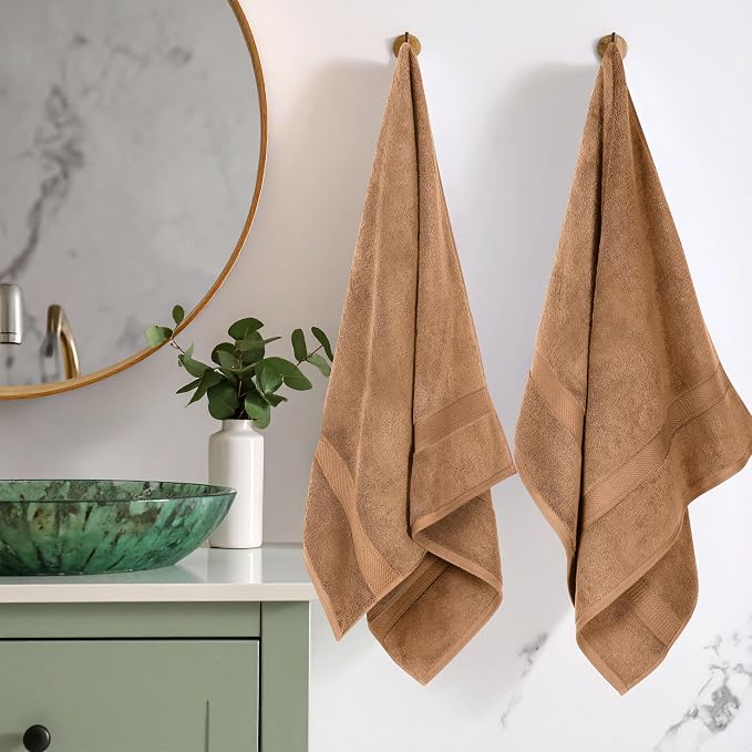 Superior Egyptian Cotton Plush & Absorbent, Bath Towel Set of 2, Rust | Quick Dry, Soft Luxury Towel Set, Bath Essentials for Bathroom, Guest Bath, Spa, 2 Piece Bath, Madeline Towels