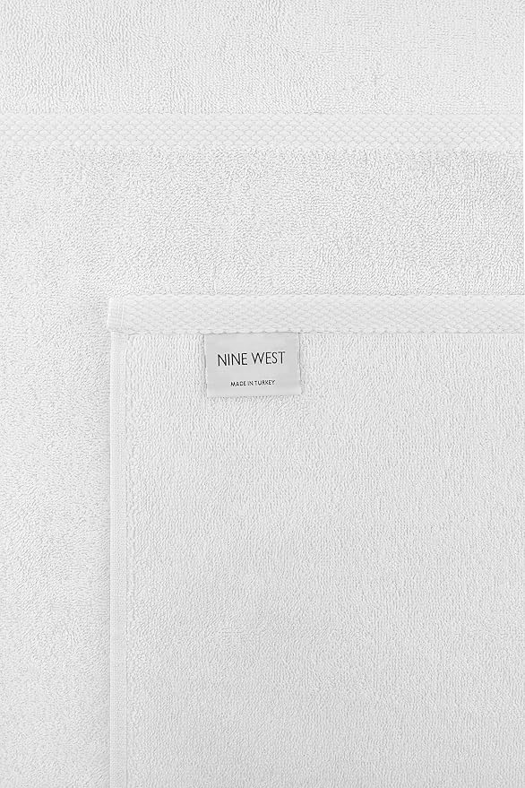 Nine West 6 Piece Hotel Collection Towel Set, 100% Turkish Cotton, Highly Absorbent & Comfy, Includes 4 Bath Towels, 1 Hand Towel & 1 Facecloth Luxury Plush Bathroom Towels | (White)